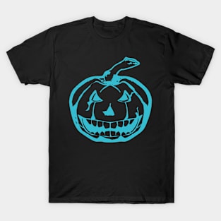 Angry Teal Pumpkin Jackolantern T-Shirt